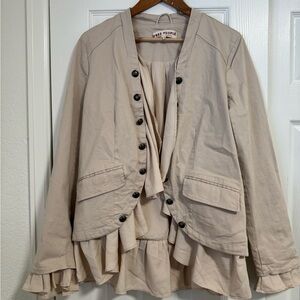 Free People Blush Pink Ruffle Blazer